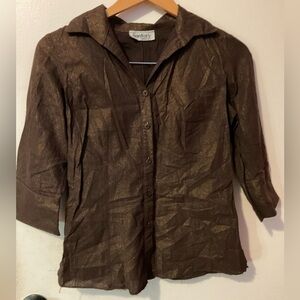 Santory women’s Brown & gold Button-Up Shirt